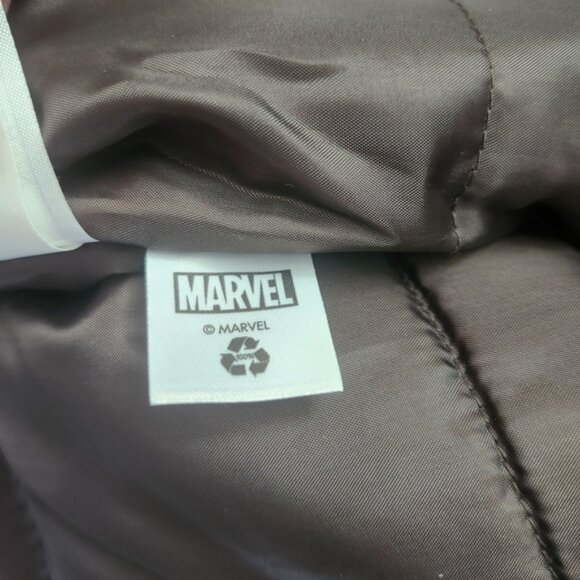 Disney Store Captain Marvel Brown Faux Leather Bomber Jacket Patch Small Unisex - Picture 11 of 16